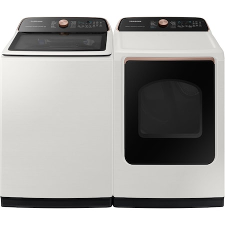 Samsung Ivory 5.5 cu. ft. Top Load Washer and 7.4 cu. ft. Gas Dryer Kit WA55A7300E-G-KIT